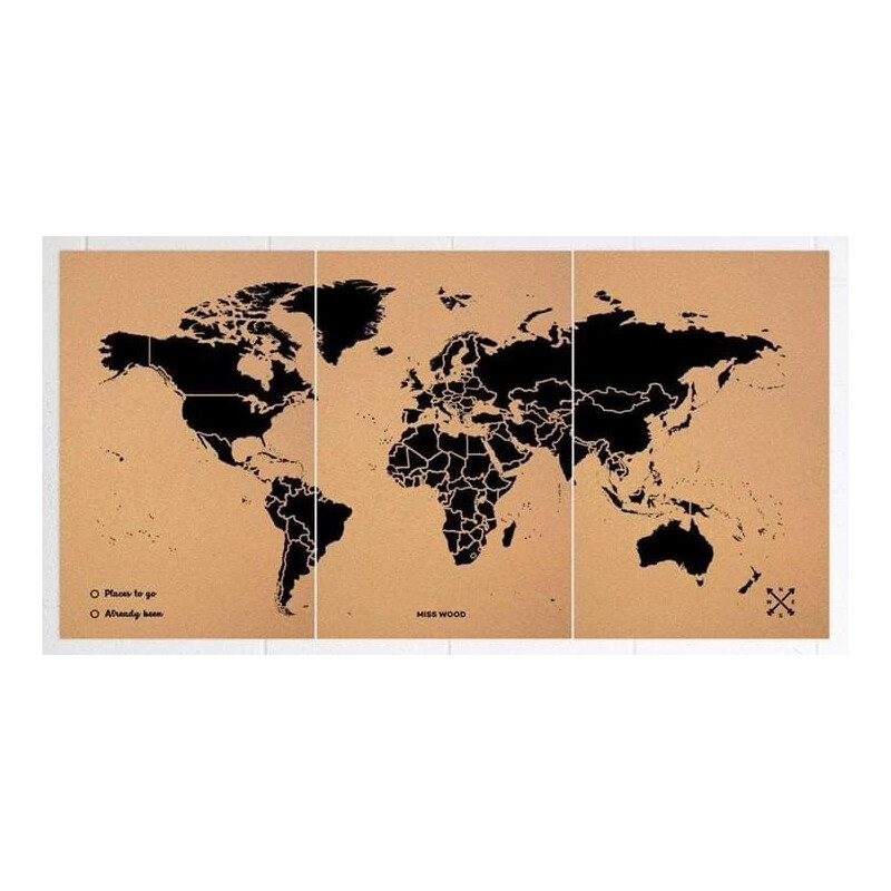 Miss Wood Woody Map Natural Cork XXXL black