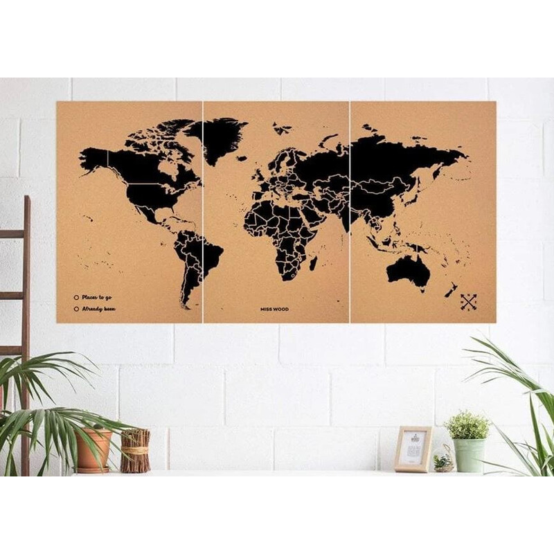 Miss Wood Woody Map Natural Cork XXXL black