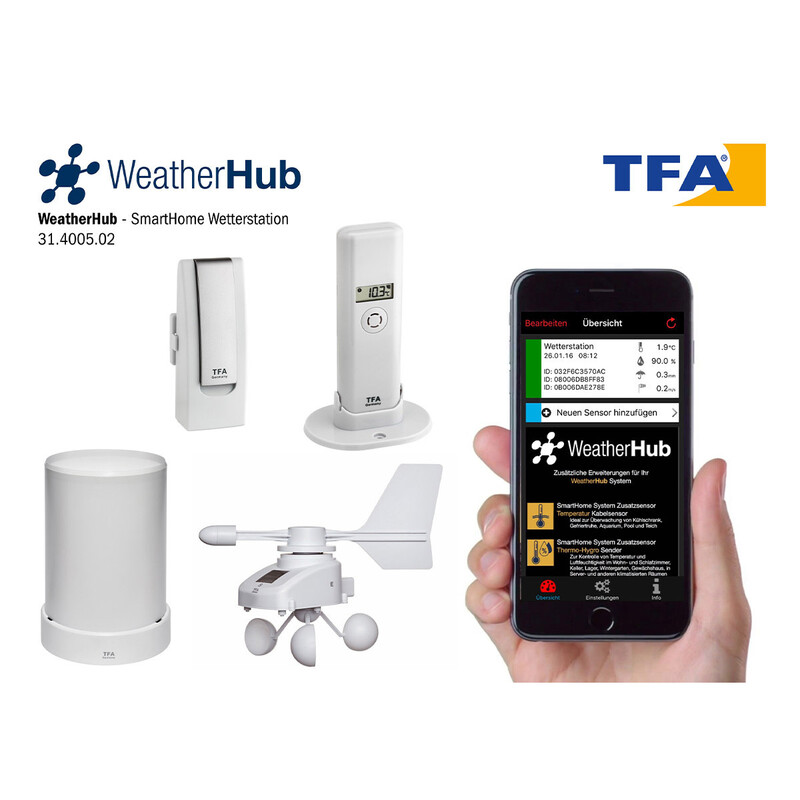 TFA weather station set with climate, rain & wind transmitter WEATHERHUB