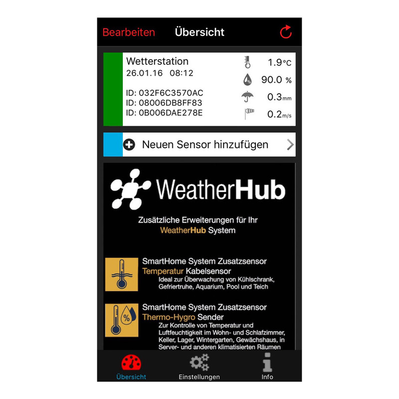 TFA weather station set with climate, rain & wind transmitter WEATHERHUB