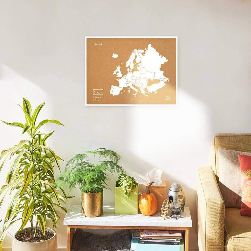 Miss Wood Woody Map of Europe, white, 90x60cm, framed
