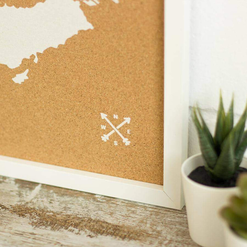 Miss Wood Woody Map of Europe, white, 90x60cm, framed