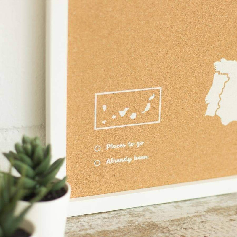 Miss Wood Woody Map of Europe, white, 90x60cm, framed