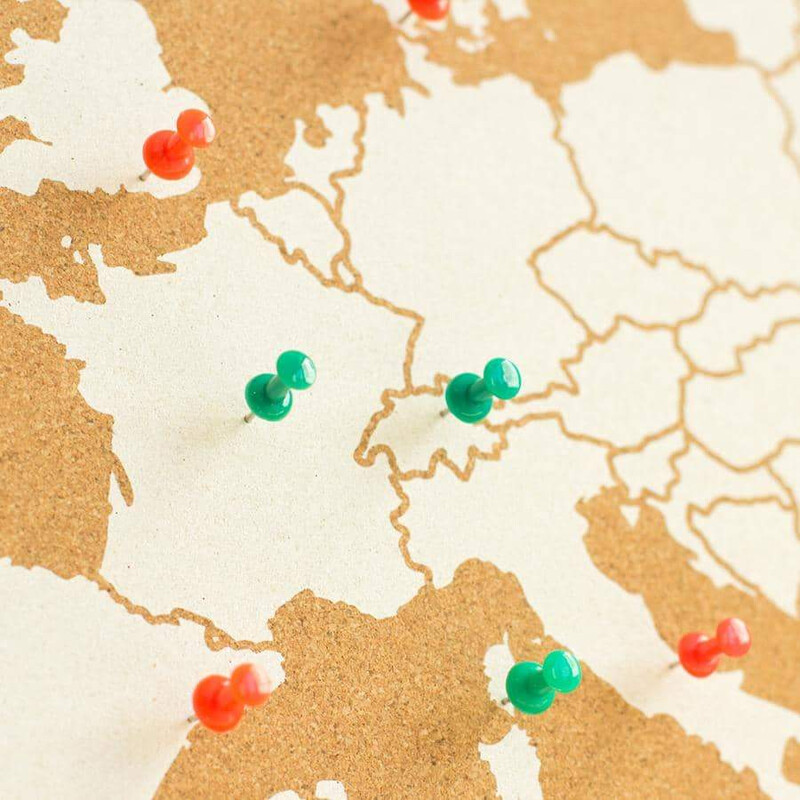 Miss Wood Woody Map of Europe, white, 90x60cm, framed