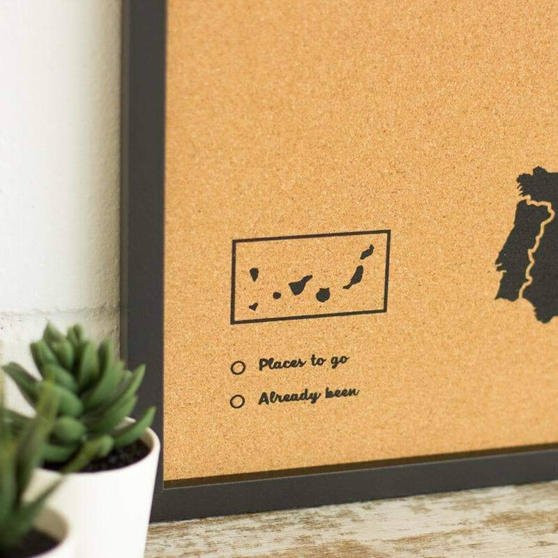 Miss Wood Woody Map of Europe, black, 60x45cm, framed