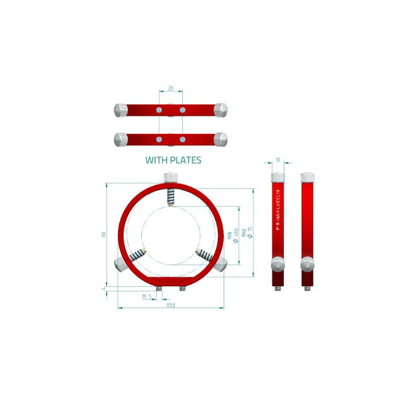 PrimaLuceLab Guide scope rings PLUS 80mm