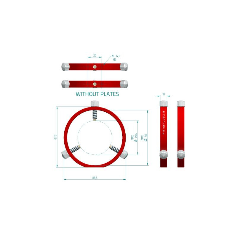 PrimaLuceLab Guide scope rings PLUS 80mm