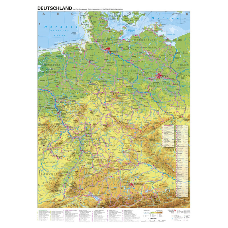 Stiefel Map Germany Cycle Routes (68x98)