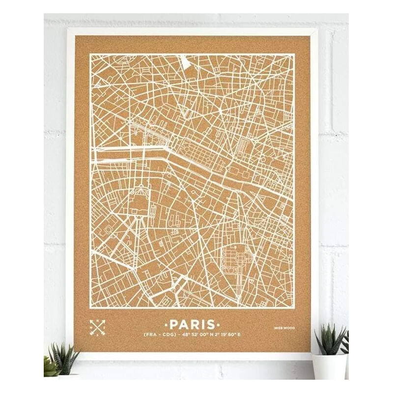 Miss Wood Woody Map Natural Paris XL White