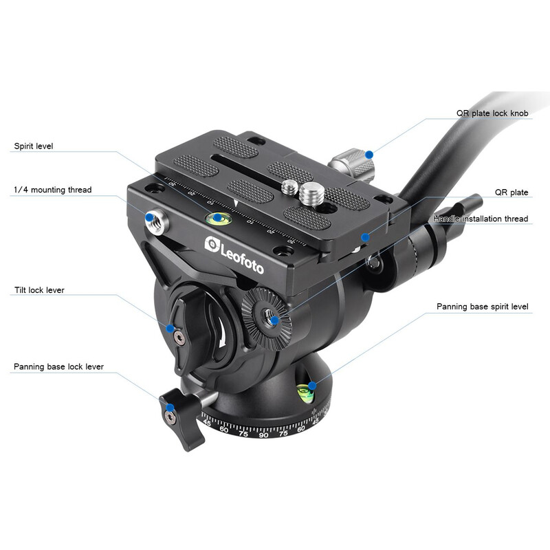Leofoto Carbon Monopod MF-324C + Pan-Tilt Head VD-04 + Video Tilt Head BV-10