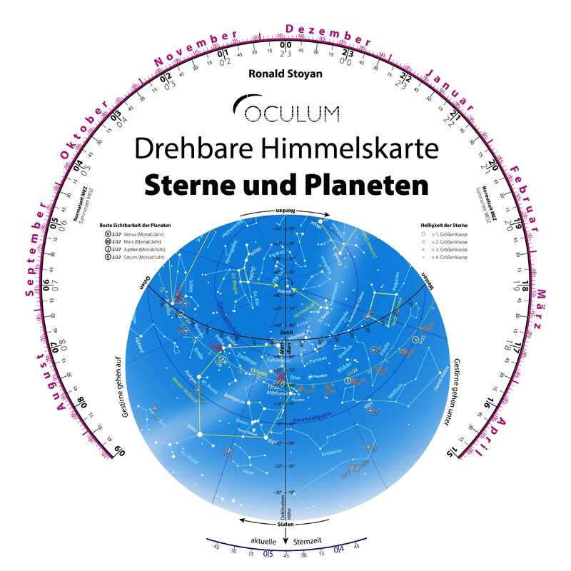 Oculum Verlag Star chart Drehbare Himmelskarte Sterne und Planeten 30cm