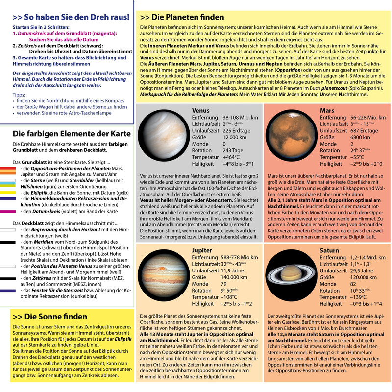 Oculum Verlag Star chart Drehbare Himmelskarte Sterne und Planeten 30cm