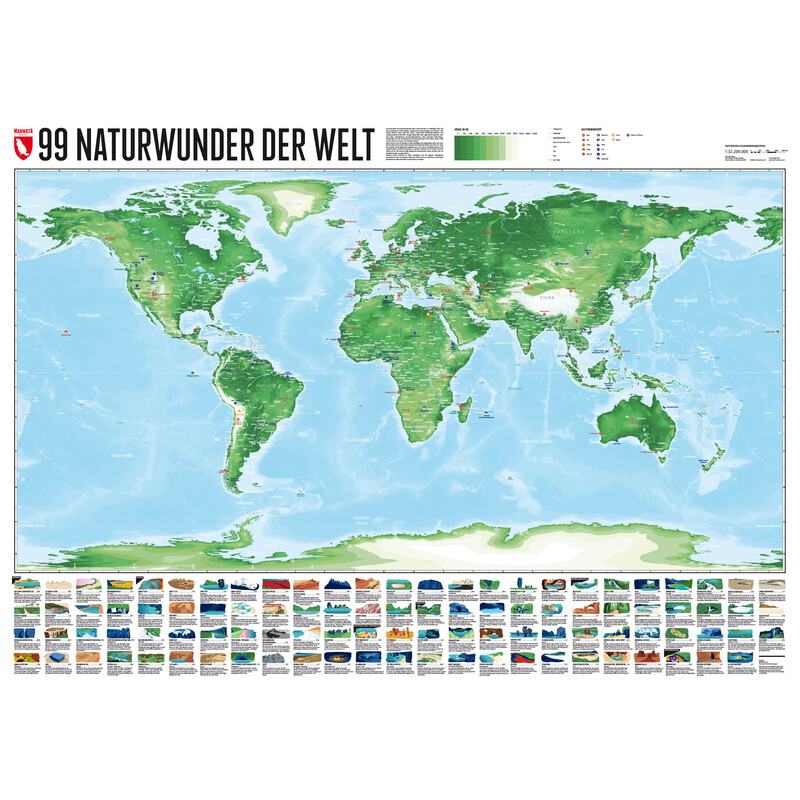 Marmota Maps World map 99 Naturwunder (100x70)