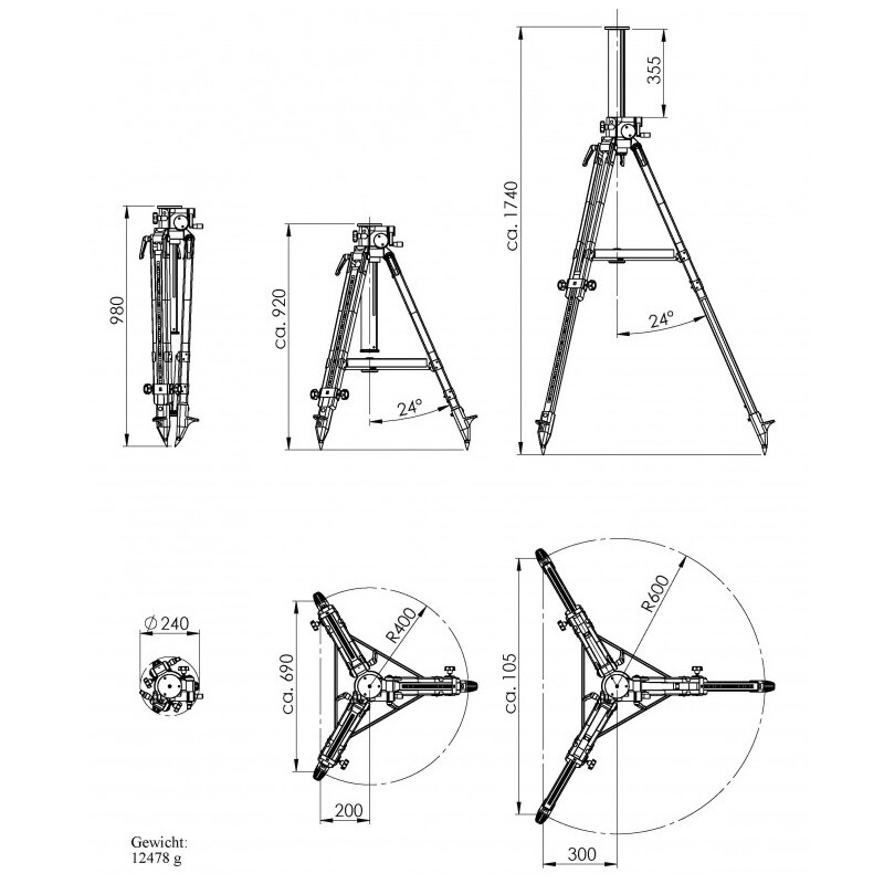 Berlebach Wooden tripod UNI 18 K70 3/8"