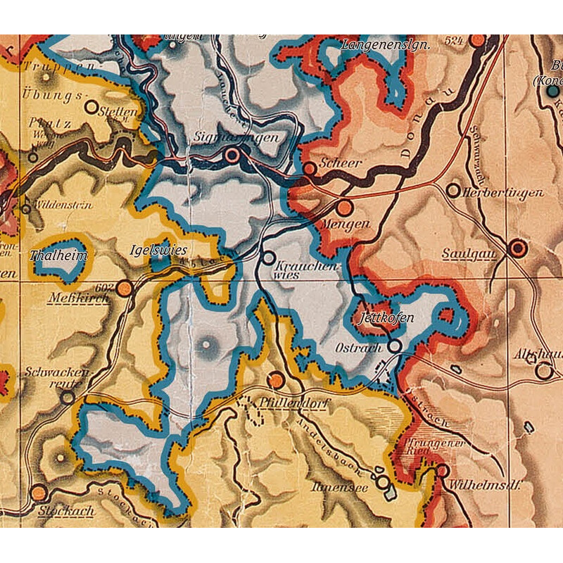 Kastanea Regional map Historische Baden-Württembergkarte von 1910 (85 x 96 cm)