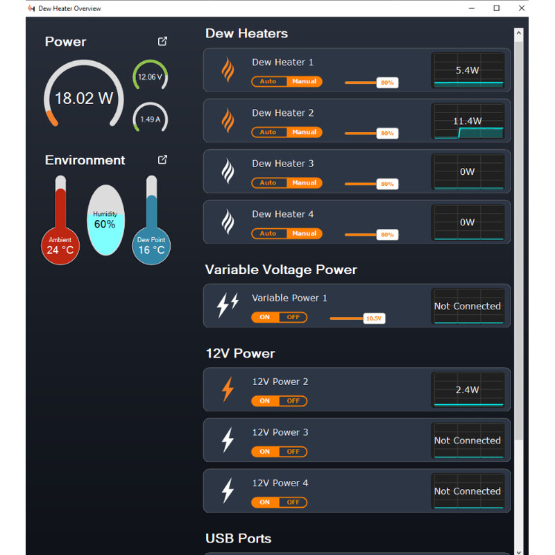 Celestron 4x smart power and dew protection control system