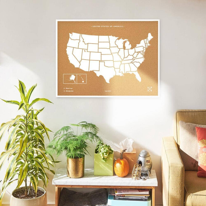 Miss Wood Woody Map Countries United States USA (90 x 60 cm)