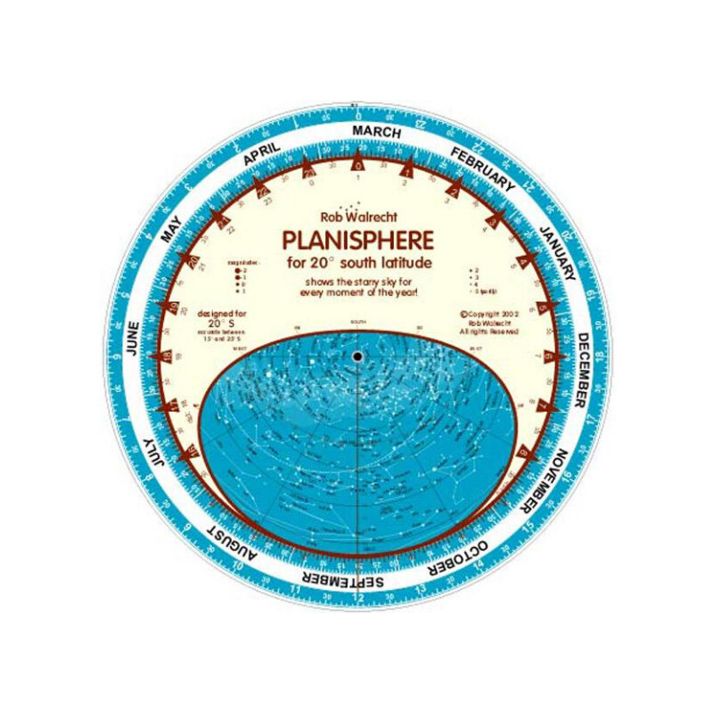 Rob Walrecht Star chart Planisphere 20°S 25cm