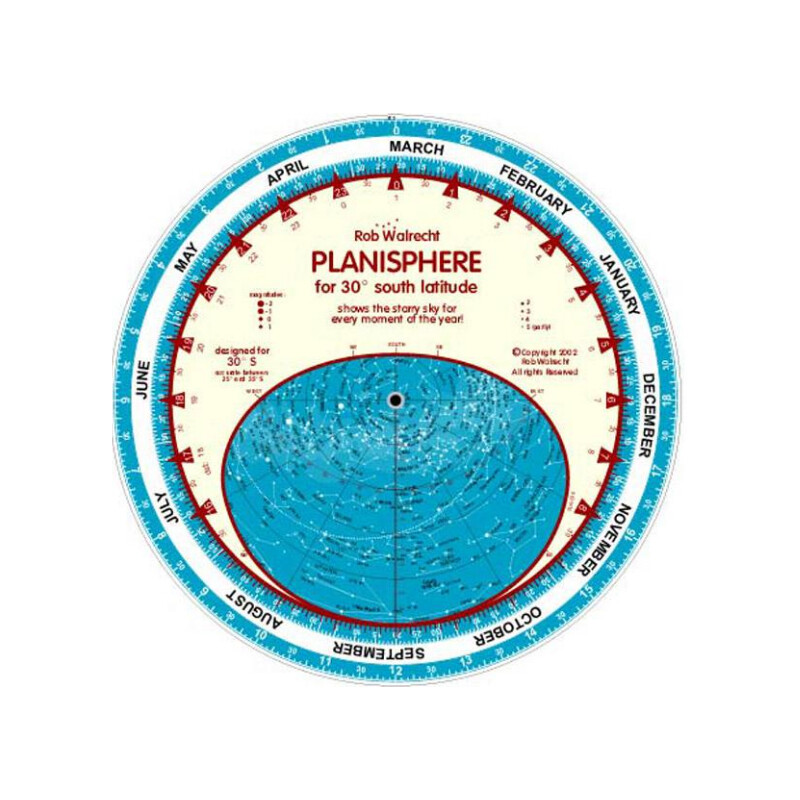 Rob Walrecht Star chart planisferio 30°S 25cm