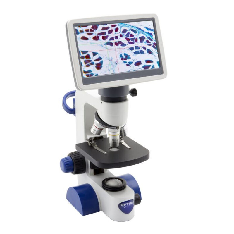 Optika Microscope B-61V, Screen, 7 inch, DIN, achromatic, 40-400x, LED, 1W