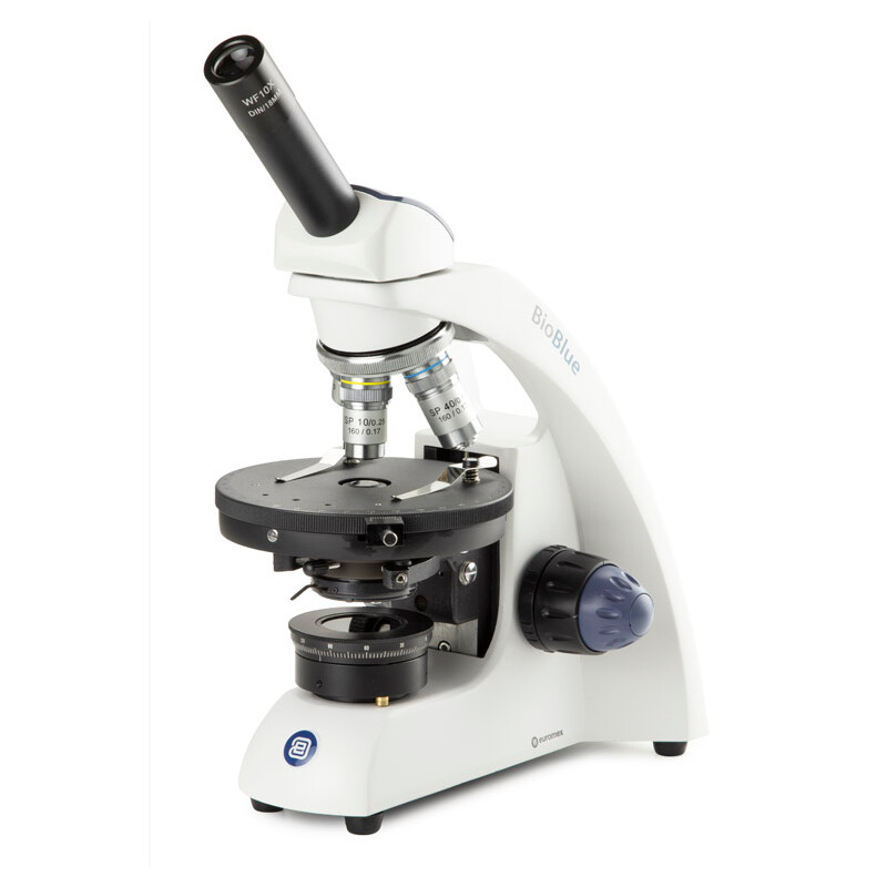 Euromex Microscope Mikroskop BioBlue, BB.4240-P-DLED, mono, pol, DIN, semiplan, 40x-600x, 10x/18, LED, 1W , akku