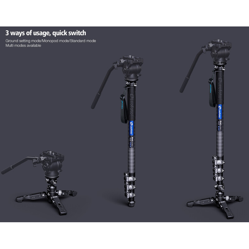 Leofoto Carbon monopod MV-324CL + Schwenk-Neigefuß VD-03