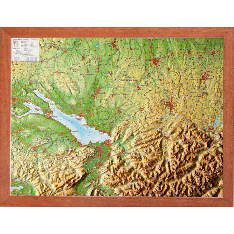 Georelief Allgäu/Lake Constance 3D relief map, small