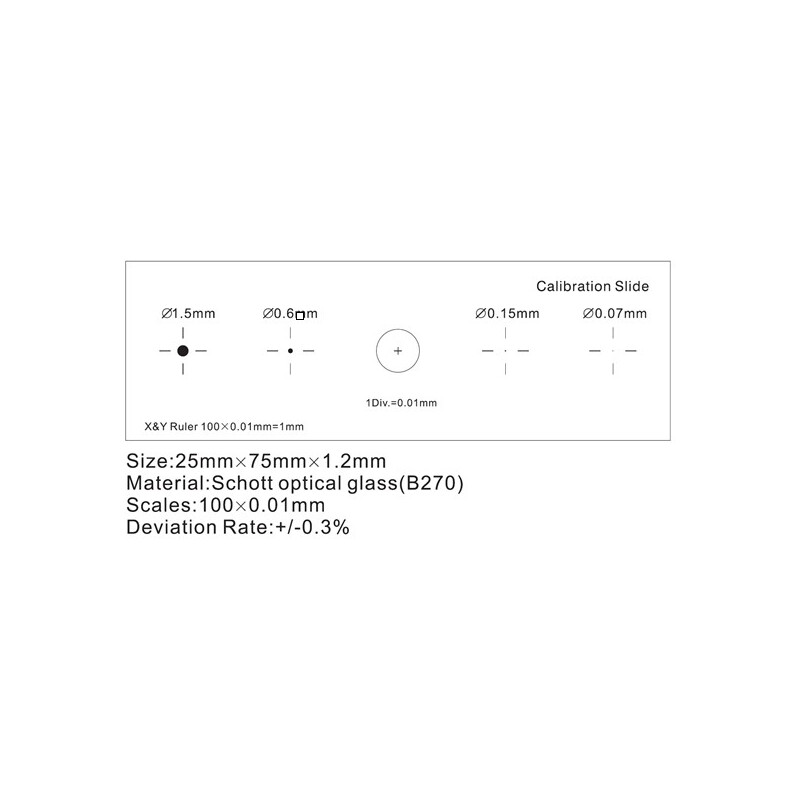 ToupTek Kalibrierungs Objektträger, Raster (X&Y) 1mm/100 Div.x0.01mm