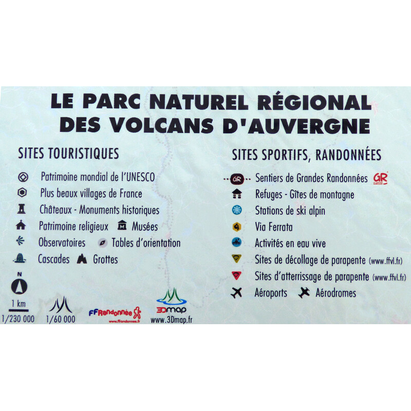 3Dmap Regional map Le Parc Naturel Régional des Volcans d'Auvergne