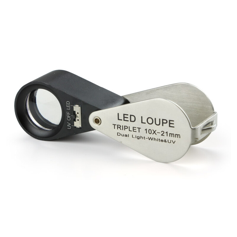 Euromex folding magnifying glass PB.5034-LUV, 10x achromatic, LED, UV