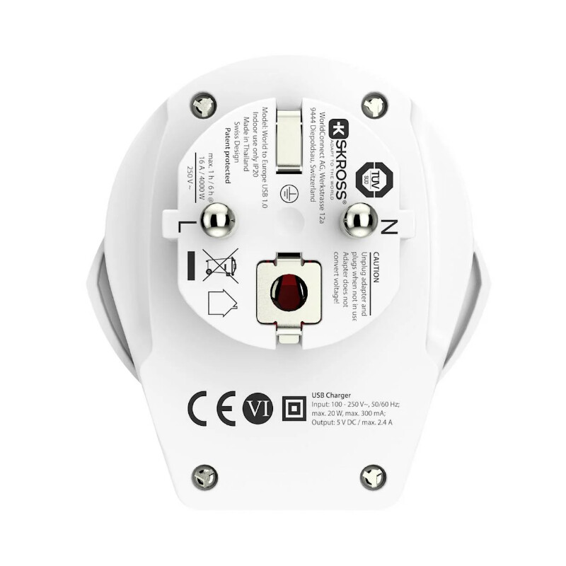 Skross Power pack World to Europe USB 1.0 travel adapter
