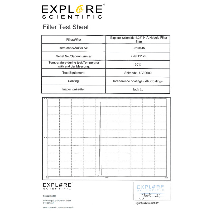 Explore Scientific Filters H-alpha 7nm 1.25"