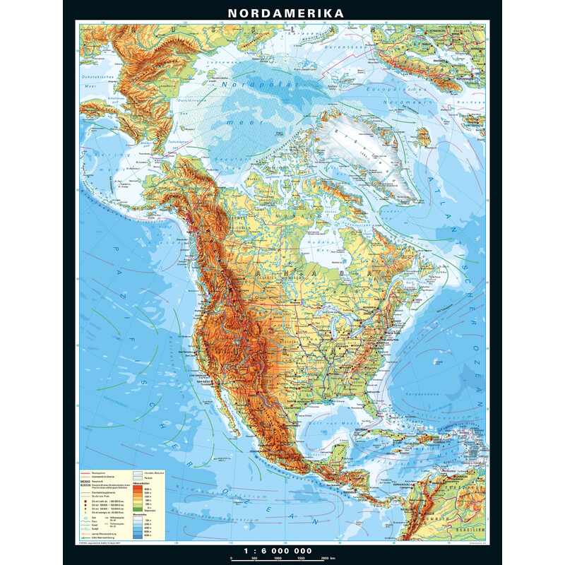 PONS Continental map North America physical (158 x 203 cm)