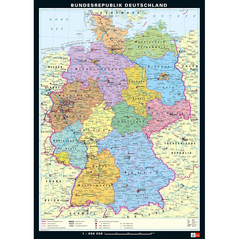 PONS Map Germany physical and political (113 x 157 cm)