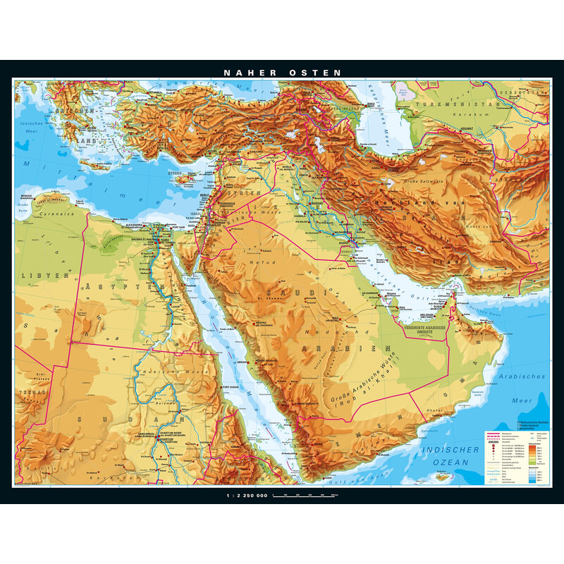 PONS Regional map Middle East physical (203 x 158 cm)