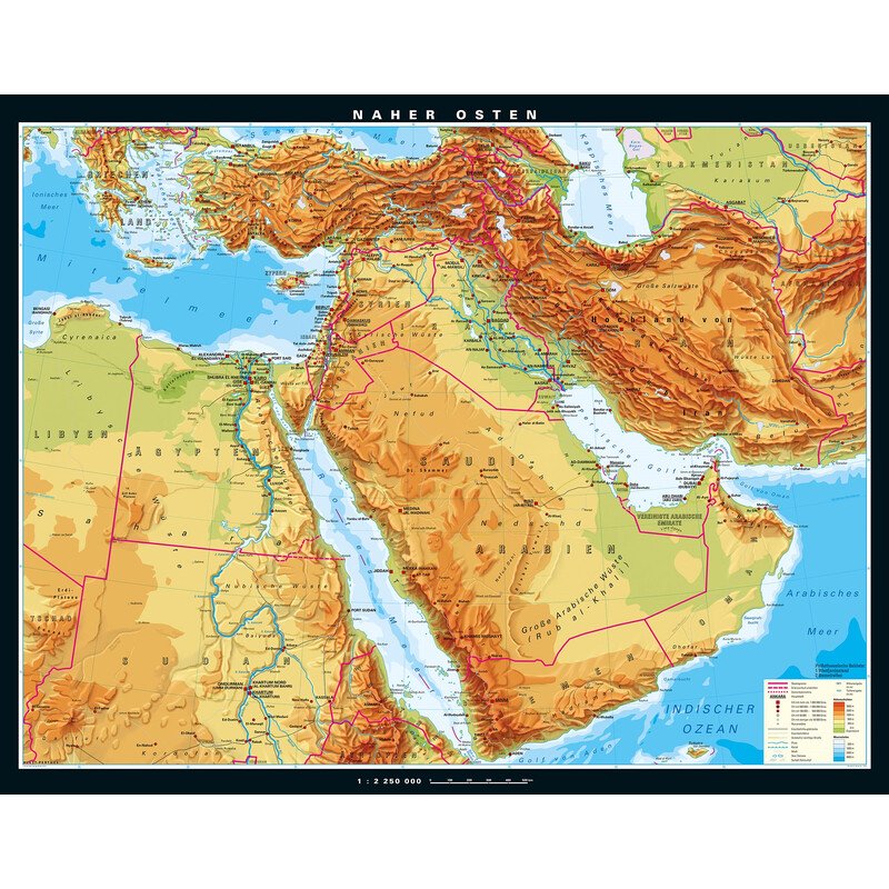 PONS Regional map Naher Osten physisch (203 x 158 cm)