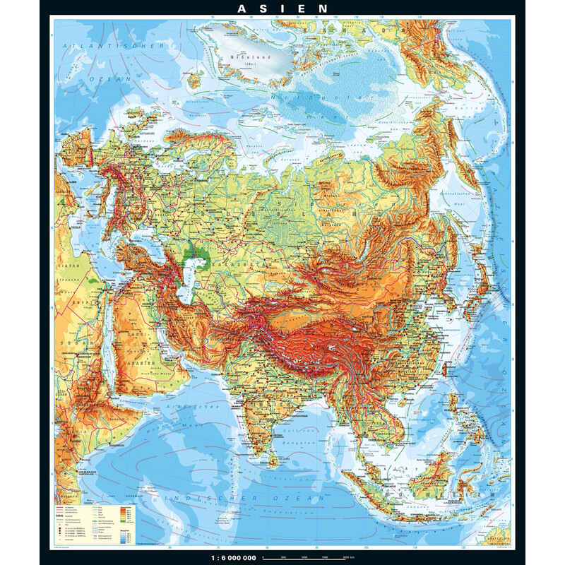 PONS Continental map Asia physical (196 x 228 cm)