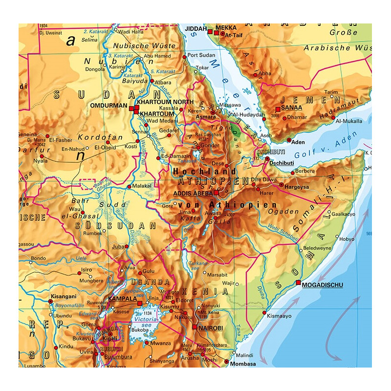 PONS Continental map Africa physical (157 x 206 cm)