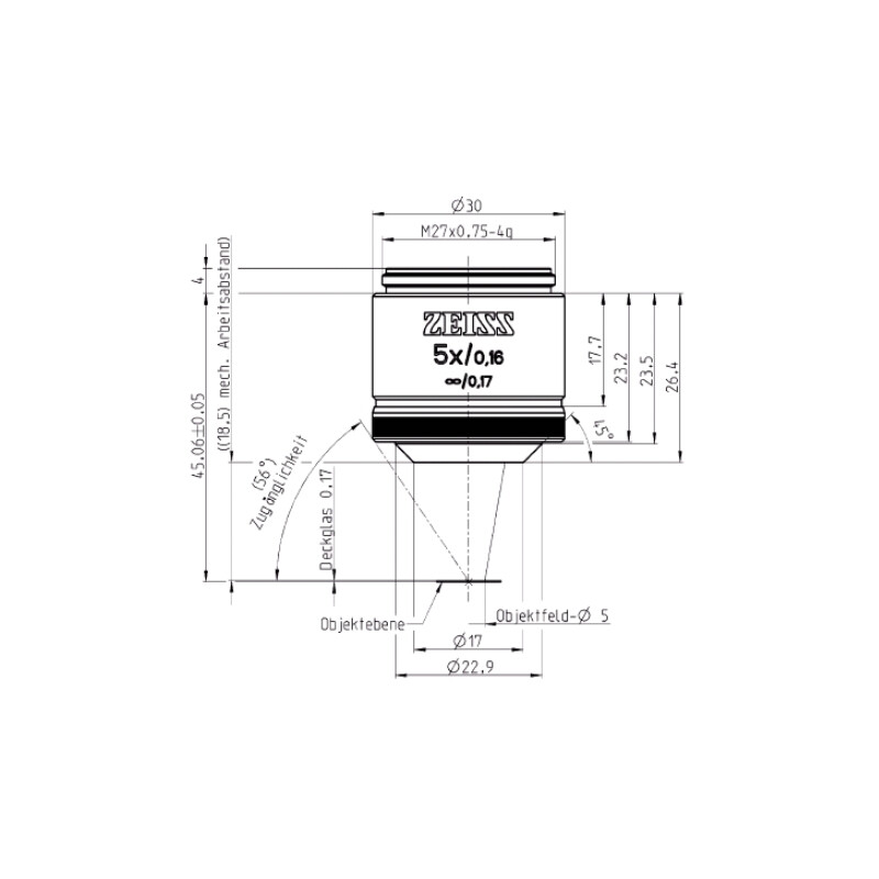 ZEISS Objectives: EC Plan-Neofluar, 5x/0.16 wd= 8.5mm