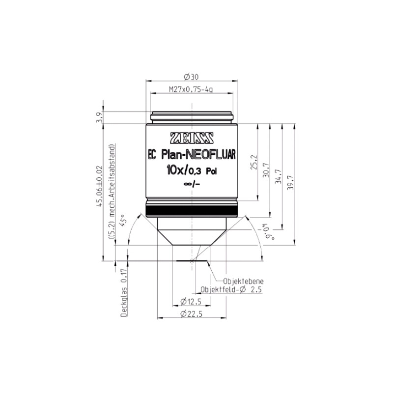 ZEISS Objectives: EC Plan-Neofluar, POL, 10x/0.3 Pol wd=5.2mm