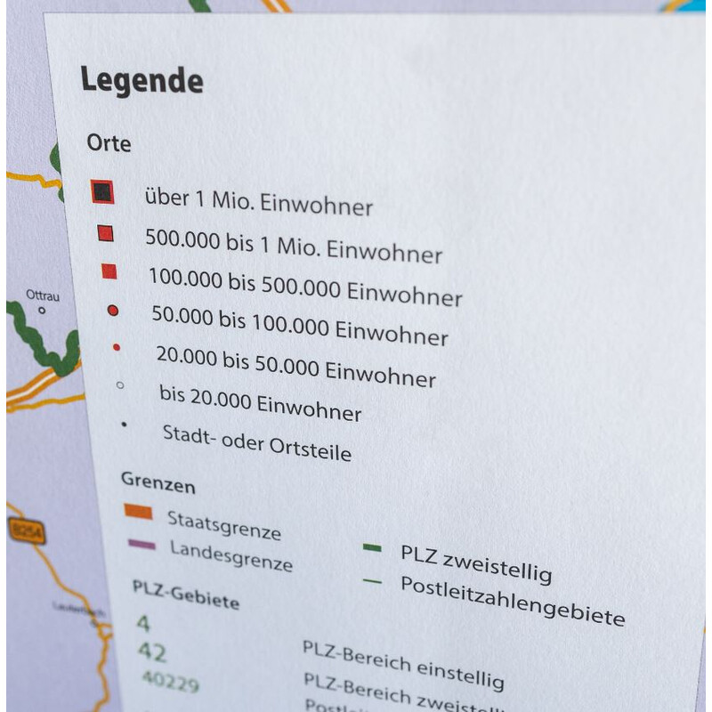 GeoMetro Regional map Nordrhein-Westfalen Postleitzahlen PLZ NRW (118 x 100 cm)