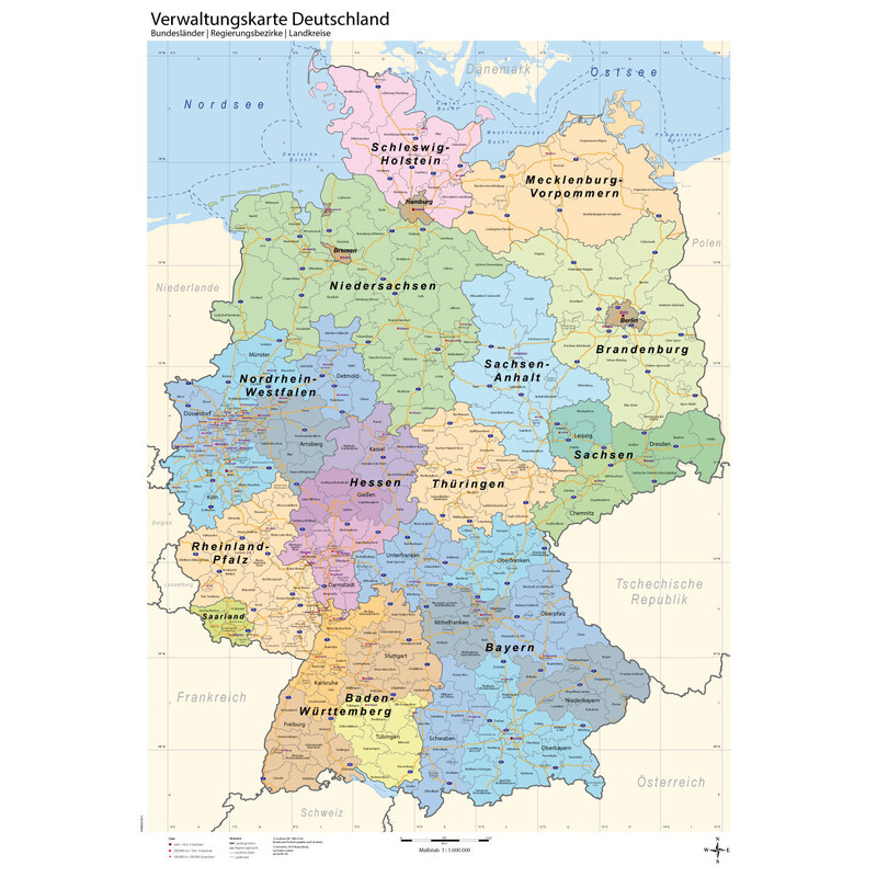 GeoMetro Map Deutschland politsch 70 x 100 cm