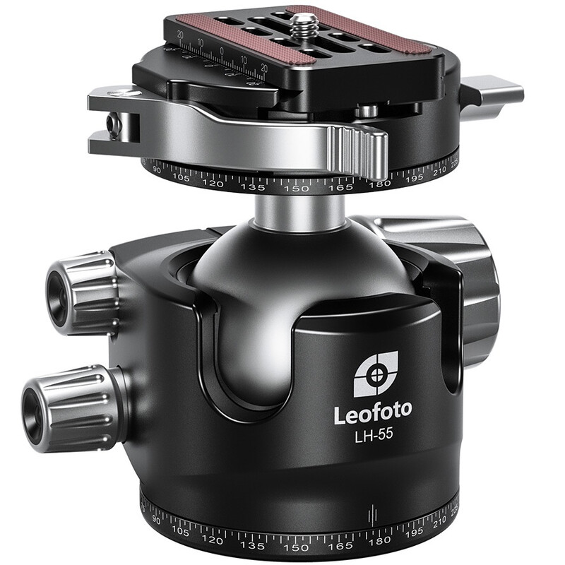 Leofoto Tripod ball-head LH-55PCL with panorama plate and quick-release coupling