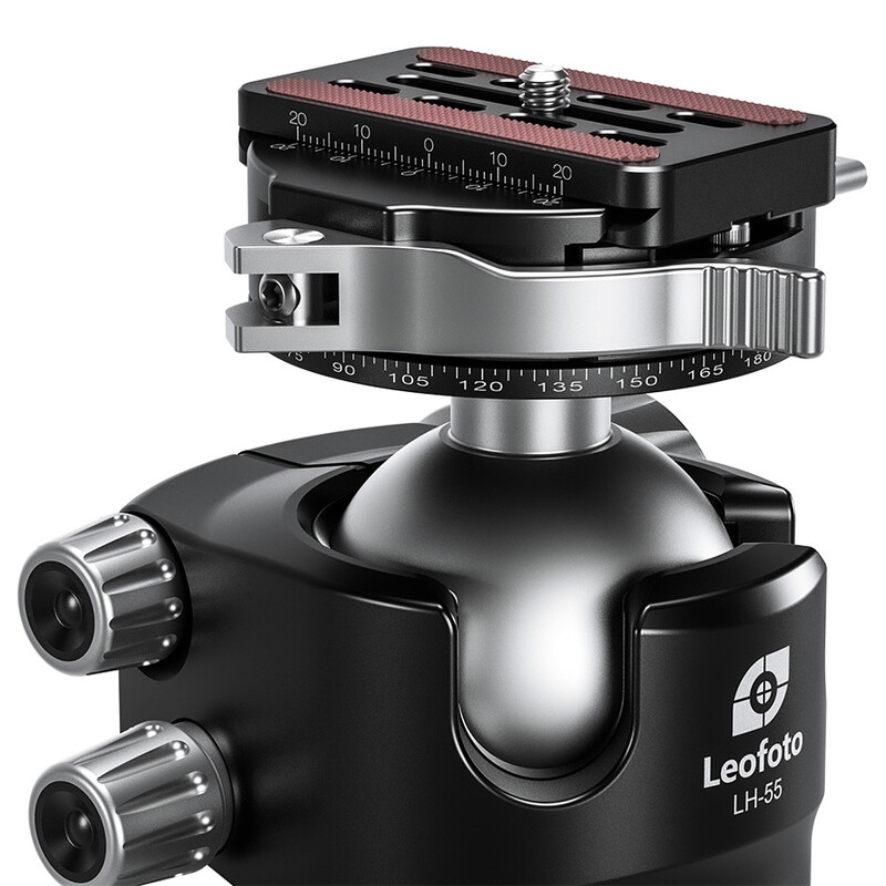 Leofoto Tripod ball-head LH-55PCL with panorama plate and quick-release coupling