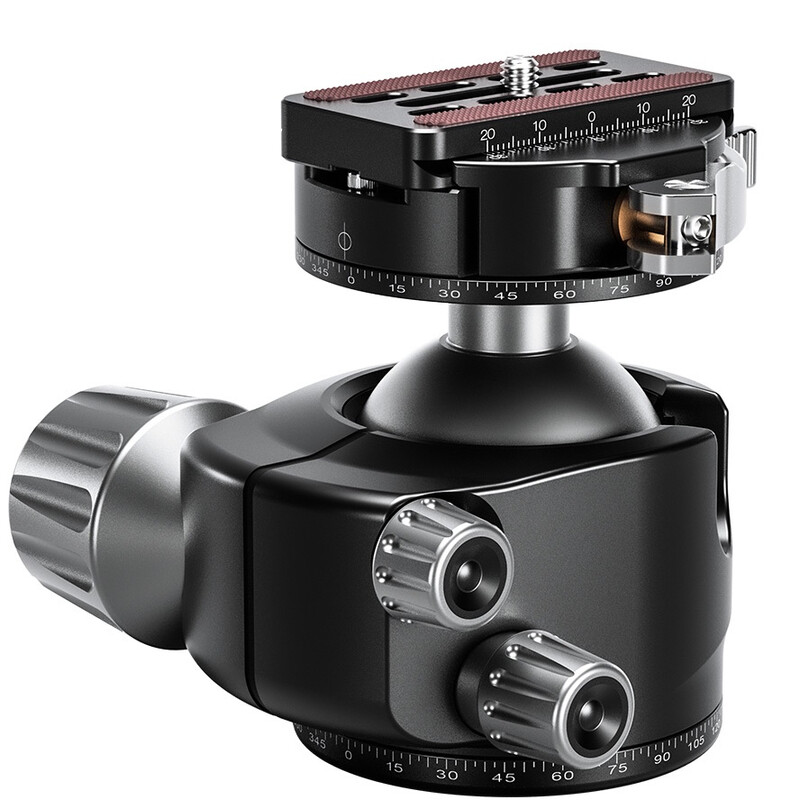 Leofoto Tripod ball-head LH-55PCL with panorama plate and quick-release coupling