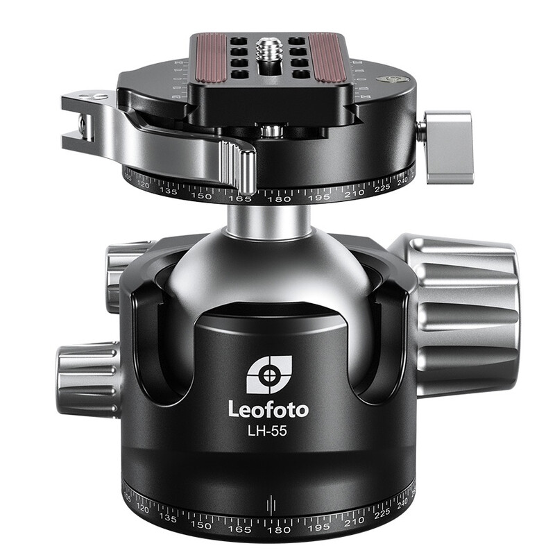 Leofoto Tripod ball-head LH-55PCL with panorama plate and quick-release coupling