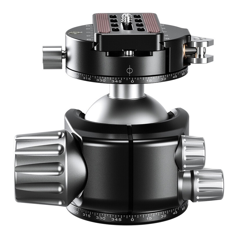 Leofoto Tripod ball-head LH-55PCL with panorama plate and quick-release coupling