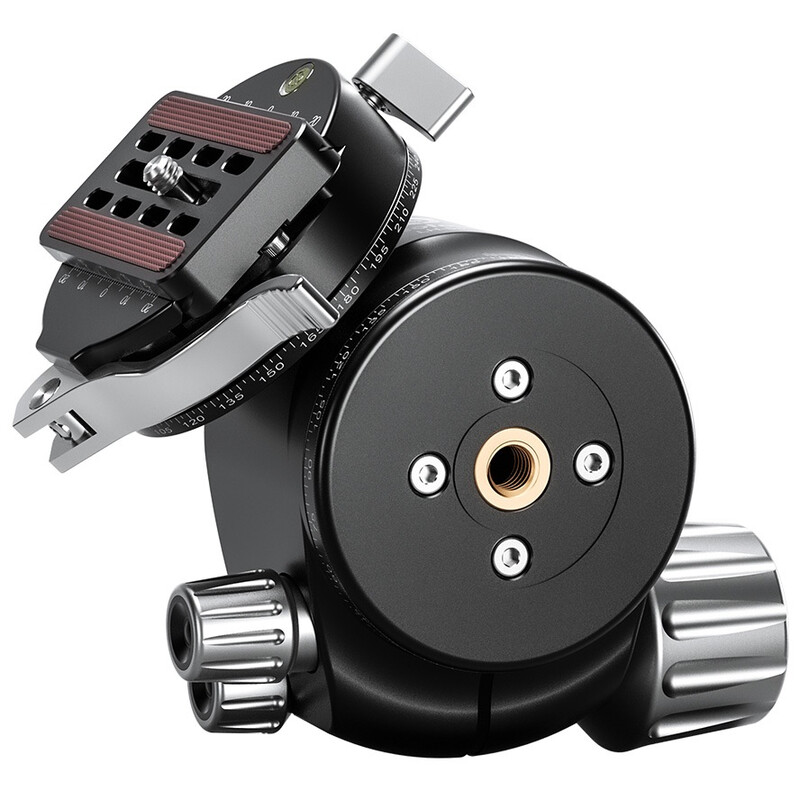 Leofoto Tripod ball-head LH-55PCL with panorama plate and quick-release coupling