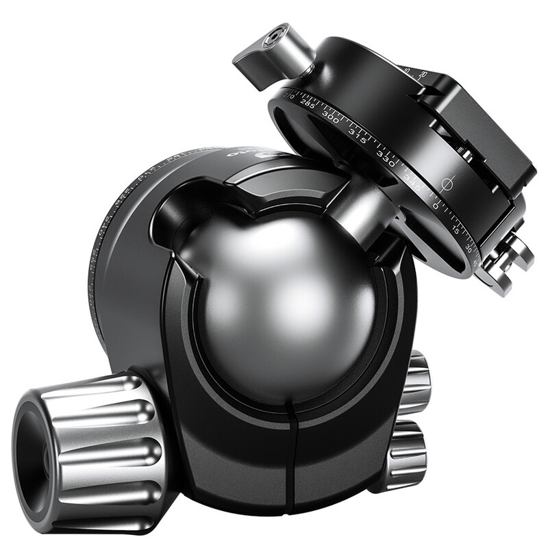 Leofoto Tripod ball-head LH-55PCL with panorama plate and quick-release coupling