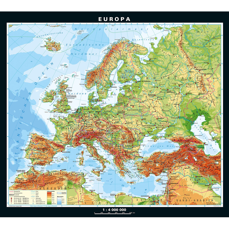 PONS Continental map Europe physical/political (158 x 142 cm)